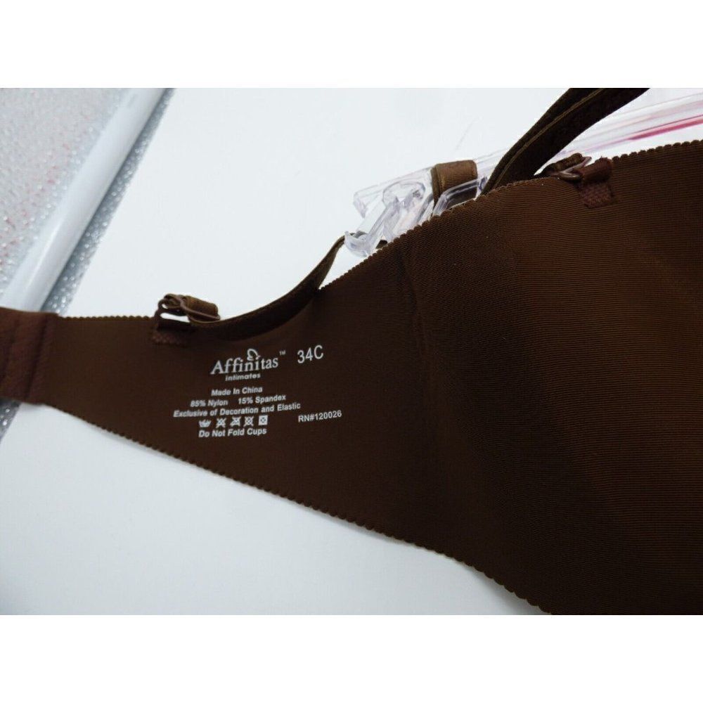 $56.00 Affinitas Intimates Set of 2 Push up bras,34C, striped/brown - Picture 6 of 6